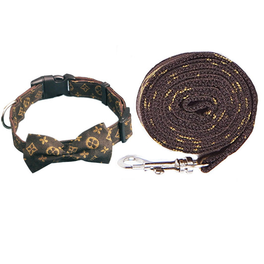 Louis Vuitton Denim Bow Tie Collar and Lead Set for Dogs, Chewie V By Furrfetch